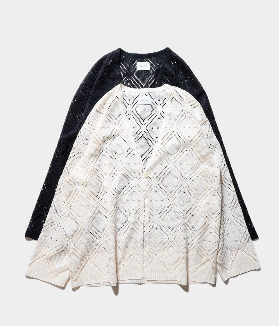 superNova. "V neck cardigan - Diamond raschel lace"