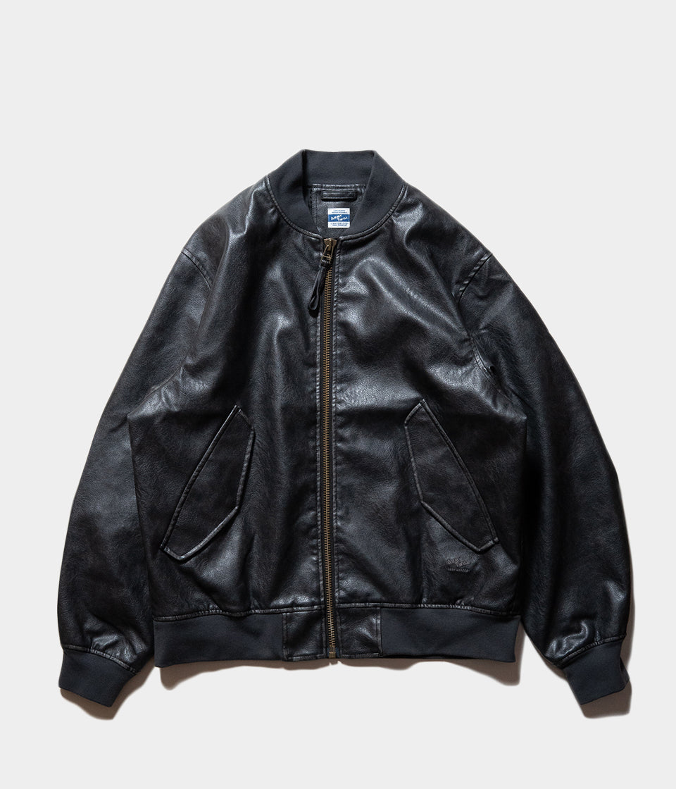 ARMY TWILL "VeganLeatherBlouson"